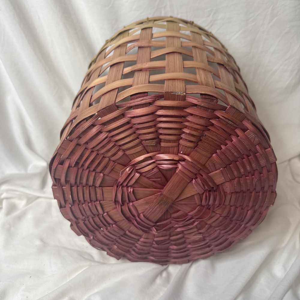 Bamboo Woven Waste Gradient Basket Trash Planter Umbrella Bath Storage Large 13" - Picture 3 of 11